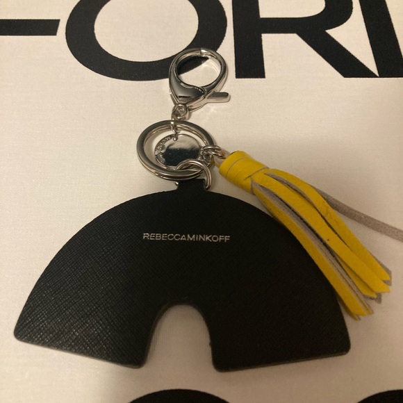Rebecca Minkoff Rainbow 🌈 Pride Keychain Yellow Tassel Silver - Picture 3 of 6